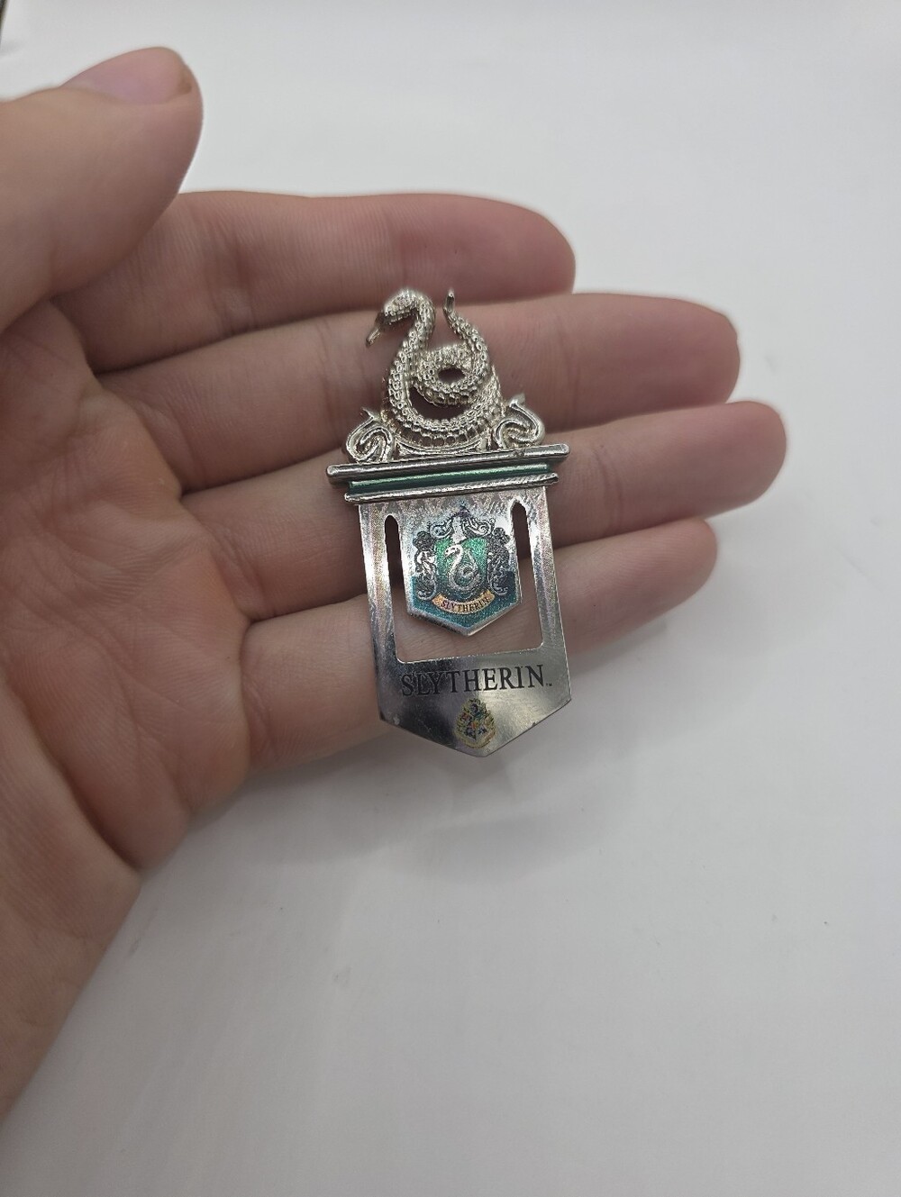 Official Harry Potter Slytherin House Crest Sculpted Metal Bookmark Clip WB
